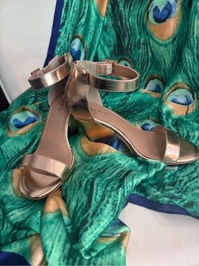 torrid Rose Gold Metallic Ankle-Strap Block Heels